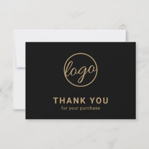 Cartão De Agradecimento Logotipo simples preto e Dourado