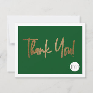 Cartão De Agradecimento Logotipo Social da Empresa Personalizada Verde Dou