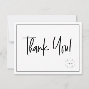 Cartão De Agradecimento Logotipo Social Preto e Branco Empresa Simples
