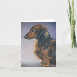Cartão De Agradecimento Long Haired Dachshund Profile Dog Art Note Card