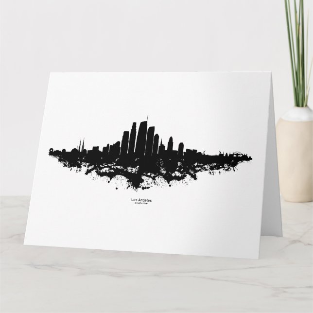 Cartão De Agradecimento Los Angeles City Skyline Watercolor (Frente)