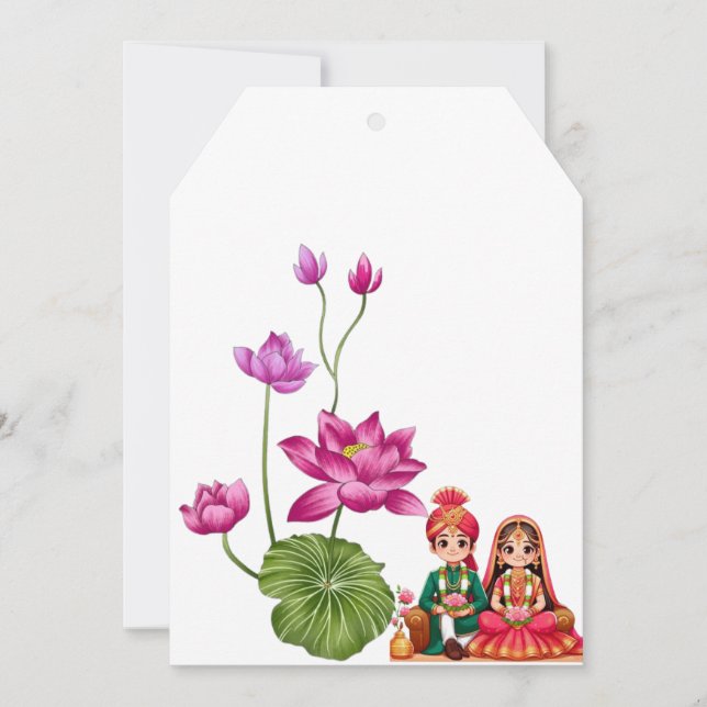 Cartão De Agradecimento Lotus, noiva e noiva (Frente)