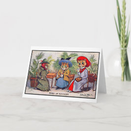 Cartão De Agradecimento Louis Wain, Três Gatinhas, Arte