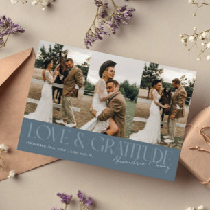 Cartão De Agradecimento Lousa Azul Casamento Amor & Gratidão Multi Foto