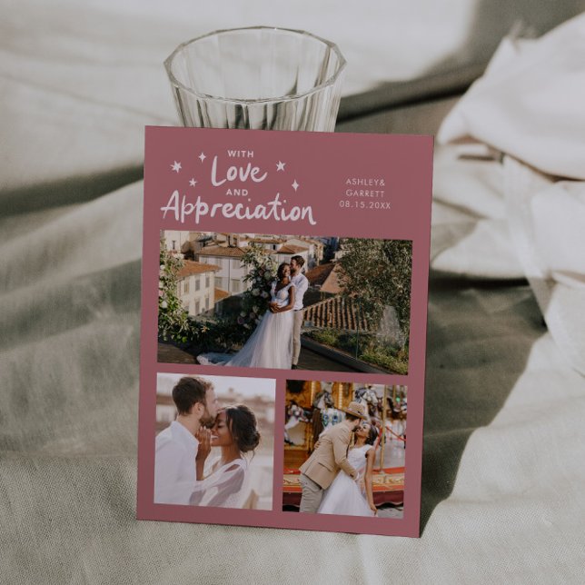 Cartão De Agradecimento Love Appreciation Wedding Multi Photo Pink (Criador carregado)