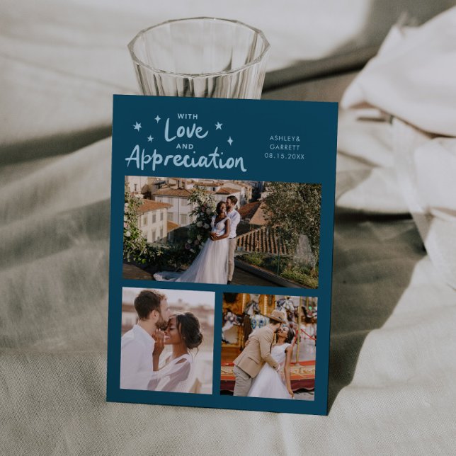 Cartão De Agradecimento Love Appreciation Wedding Multi Photo Teal (Criador carregado)