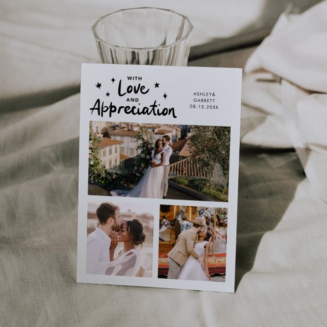 Cartão De Agradecimento Love Appreciation Wedding Multi Photo White (Criador carregado)