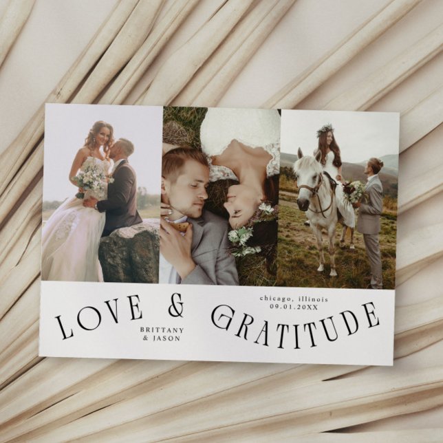 Cartão De Agradecimento Love & Gratitude White Multi Wedding Photo (Criador carregado)