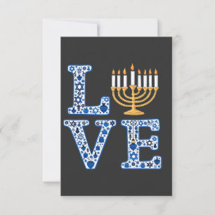 Cartão De Agradecimento Love Hanukkah Jewish Holiday Menorah