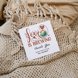 Cartão De Agradecimento Love Is Brewing Bridal Shower Terracotta Coffee 