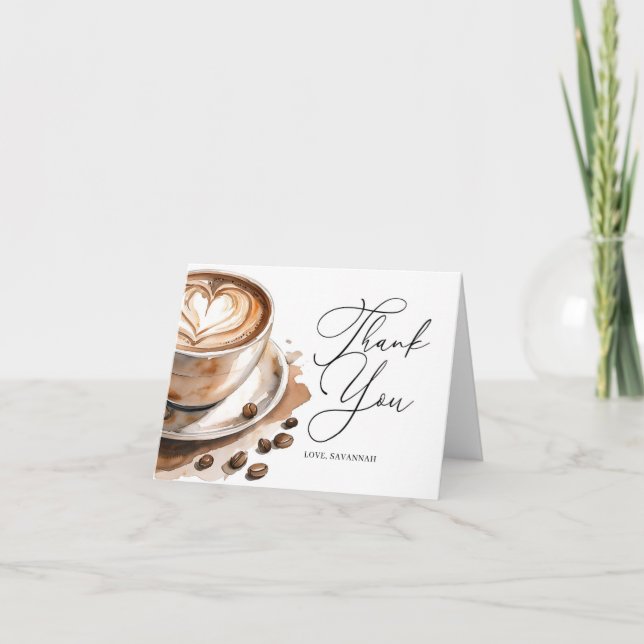 Cartão De Agradecimento Love is Brewing Coffee Bridal Shower (Frente)