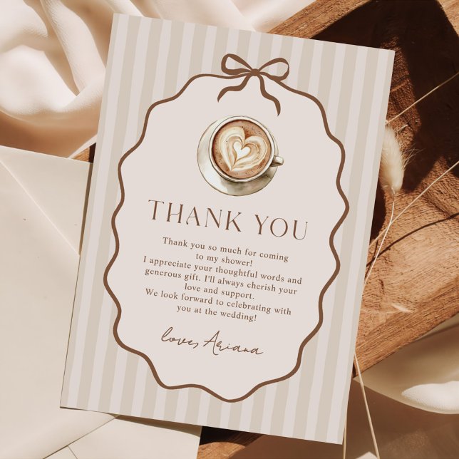 Cartão De Agradecimento Love is Brewing Coffee Bridal Shower (Criador carregado)