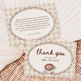 Cartão De Agradecimento Love is Brewing Gingham Coffee Bridal Shower 