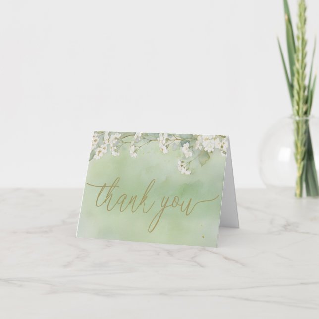 Cartão De Agradecimento Love Is in Bloom Green Bridal Shower (Frente)