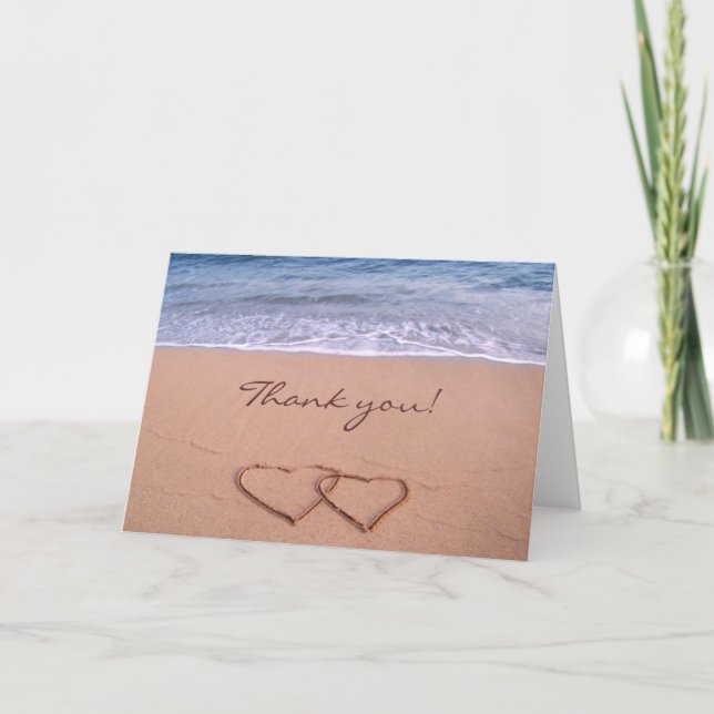 Cartão De Agradecimento Love on the Beach Thank you Card (Frente)