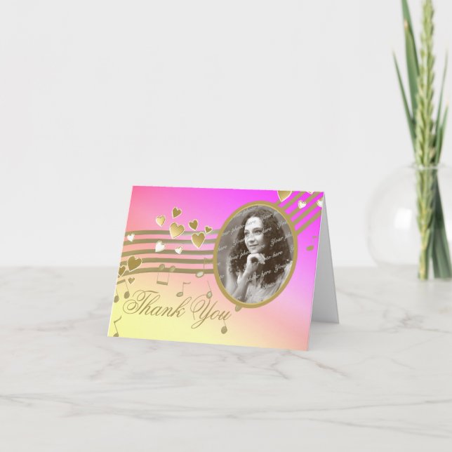 Cartão De Agradecimento Love Song Notes Foto Obrigado (Frente)