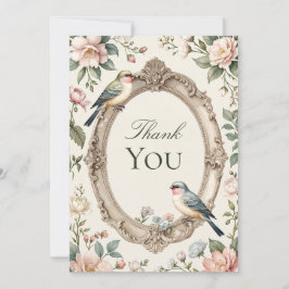 Cartão De Agradecimento LoveBird Floral Engagement Party Thank You Card