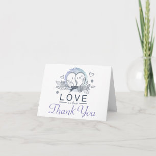 Cartão De Agradecimento Lovebirds Roxos Obrigado Casamento