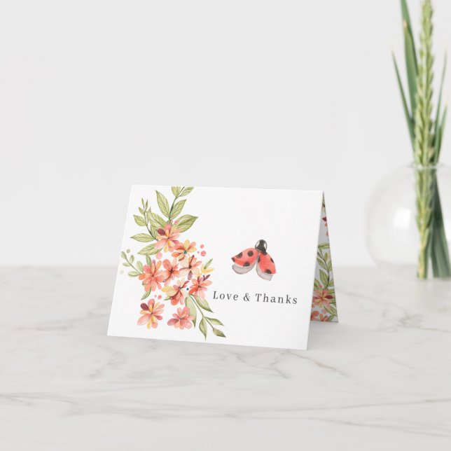 Cartão De Agradecimento Lovely Little Ladybugs | Spring Floral Thank You (Frente)