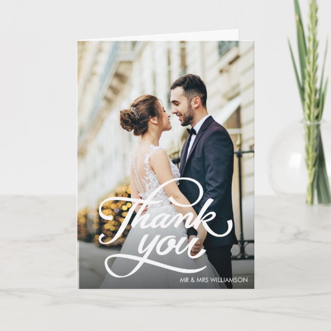 Cartão De Agradecimento lovely script | Thank you wedding (Frente)