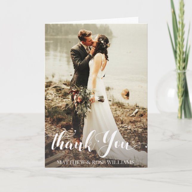 Cartão De Agradecimento lovely script | wedding thank you (Frente)