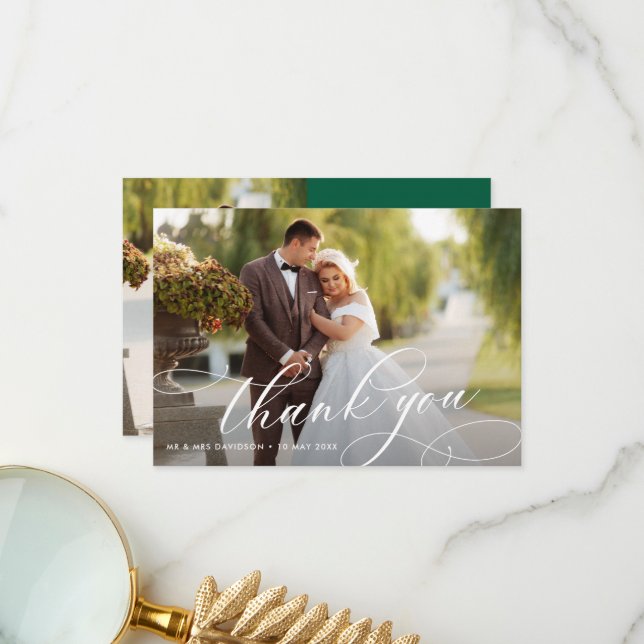 Cartão De Agradecimento Lovely Stylish Calligraphy Wedding  (Frente/Verso In Situ)