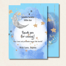 Cartão De Agradecimento Lua Celestial Estrelas, Azul Escuro e Dourado