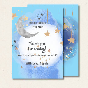 Cartão De Agradecimento Lua Celestial Estrelas, Azul Escuro e Dourado