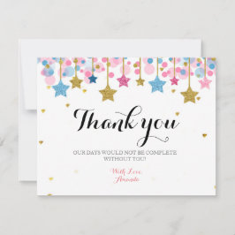 Cartão de agradecimento lua cor-de-rosa brilho dou