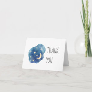 Cartão De Agradecimento Lua e Chá de fraldas das estrelas