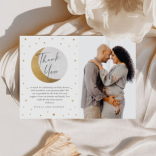 Cartão De Agradecimento Lua e estrelas chá de fraldas obrigado