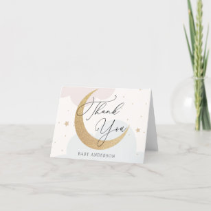 Cartão De Agradecimento Lua e Estrelas Chá de fraldas Obrigado