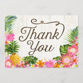 Cartão De Agradecimento Luau Tropical Floral Beach Russo Obrigado