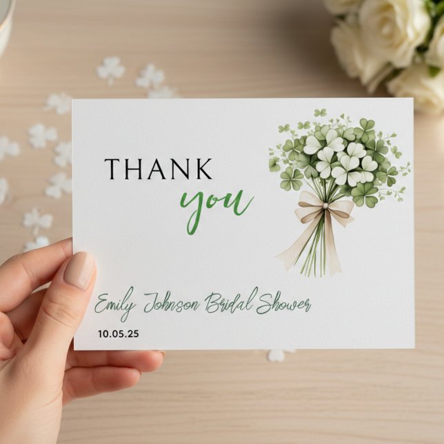 Cartão De Agradecimento Lucky Charm Bridal Shower Thank You Card Shamrock (Criador carregado)