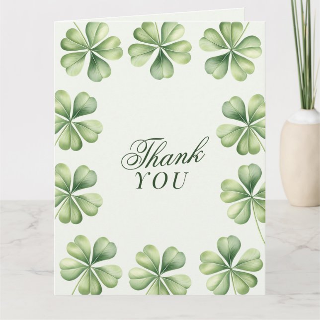 Cartão De Agradecimento Lucky in Love Bridal Shower Green Shamrock  (Frente)