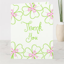 Cartão De Agradecimento Lucky in Love Bridal Shower Pink Green Shamrock 