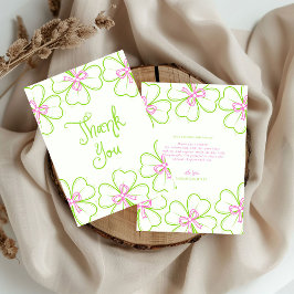 Cartão De Agradecimento Lucky in Love Bridal Shower Pink Green Shamrock 