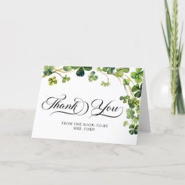 Cartão De Agradecimento Lucky in Love Chá de panela Green Shamrock