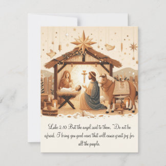Cartão De Agradecimento Luke 2 Manger Scene Flat Card (Escreva o seu)