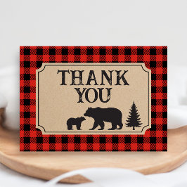 Cartão De Agradecimento Lumberjack Bear Baby Shower 