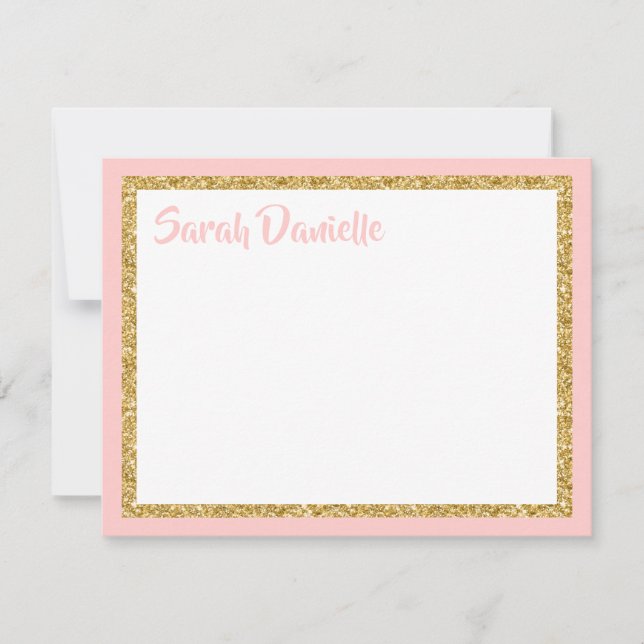 Cartão De Agradecimento Luminosidade rosa e Dourada Obrigado Flor (Frente)