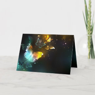 Cartão De Agradecimento Luminous Butterfly and Night butterflies
