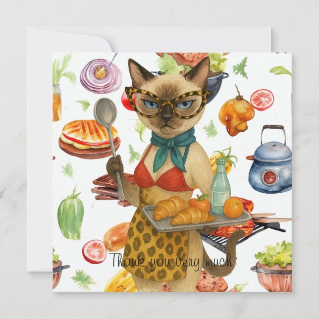 Cartão De Agradecimento Lunch Lady is serving food  (Frente)