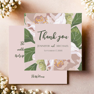 Cartão De Agradecimento Lush Flower e Greenery Elegante