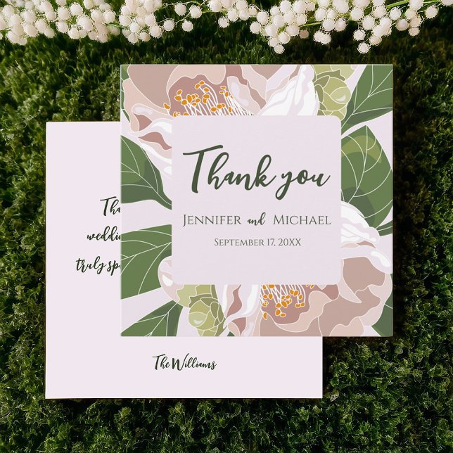 Cartão De Agradecimento Lush Flower e Greenery Elegante (Lush Flower and Greenery Elegant Thank You Card)