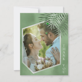 Cartão De Agradecimento Lush Palm Leaf Wedding Photo Moss Green ID956