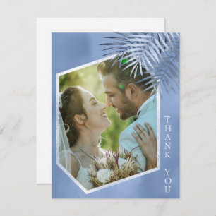 Cartão De Agradecimento Lush Palm Leaf Wedding Photo Windsor Blue ID956