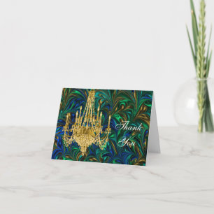 Cartão de Agradecimento Lustre Azul de Pavão Esmer