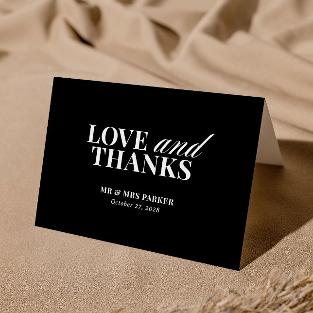 Cartão De Agradecimento Luxo Clássico | Casamento Negro Elegante (Criador carregado)