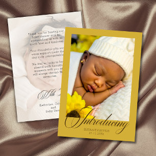 Cartão De Agradecimento Luxo Dourado Foto de Apresentação do Bebê Obrigado